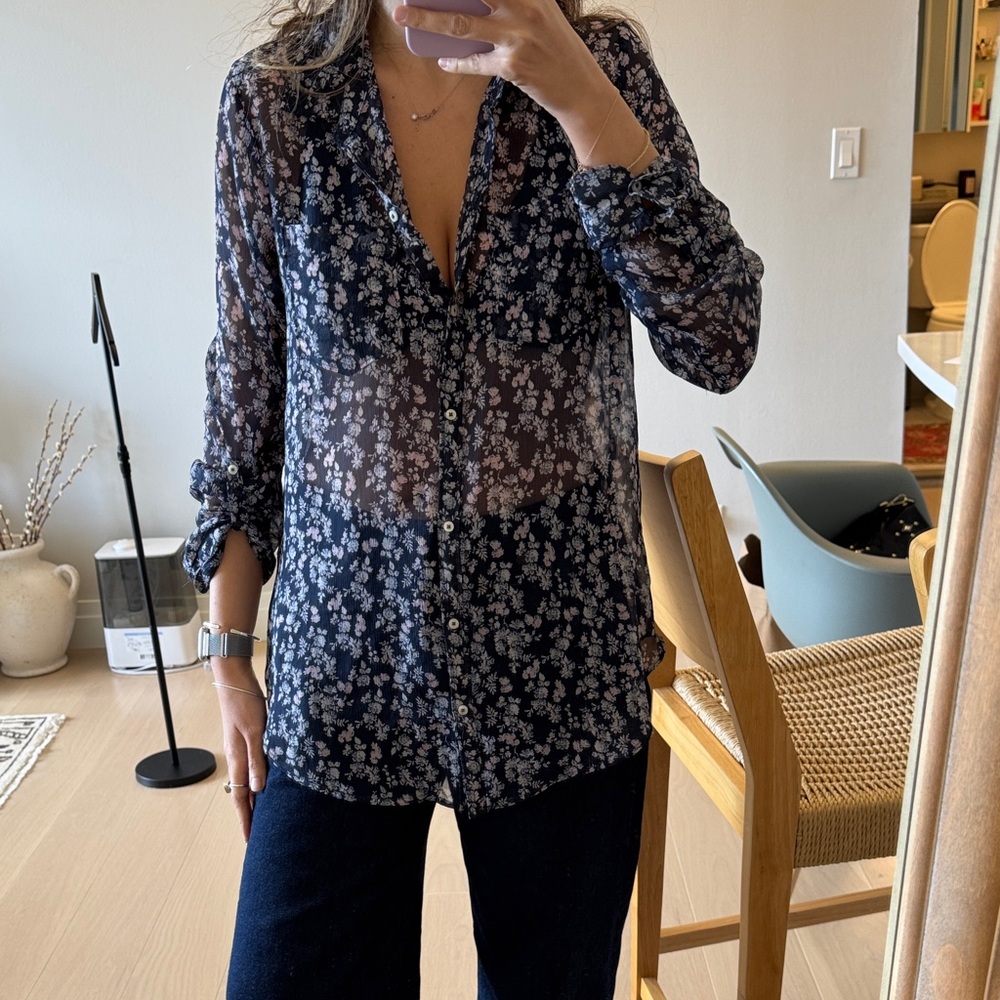 Abercrombie & Fitch Navy Floral Blouse
